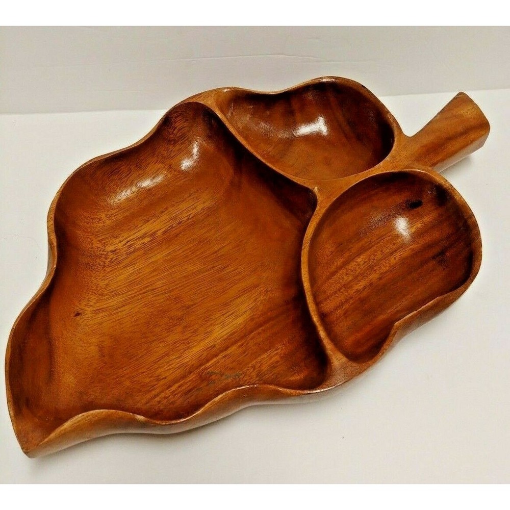 Vintage Hawaii Hardwoods Monkey Pod 3 Section Serving Tray